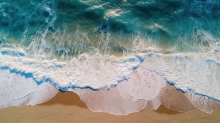 Obraz premium Ocean waves on sandy beach, generative AI
