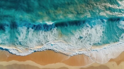 Obraz na płótnie Canvas Ocean waves on sandy beach, generative AI