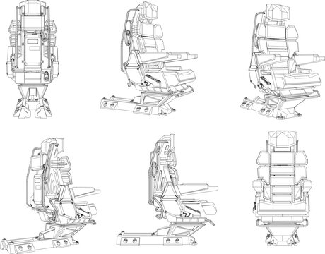 Vector illustration sketch of jet airplane ejection seat