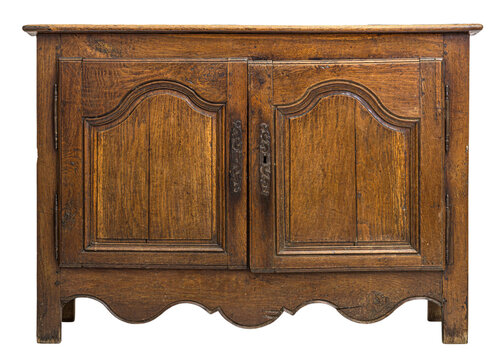 Small old oak cabinet, isolated on white