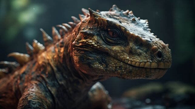 Photorealistic Full Body Shot Of A Half Rotten Dinosaur