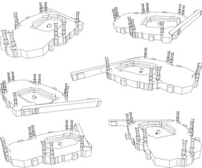 Vector sketch illustration of the haram mosque in makkah