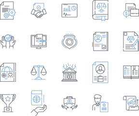 Commercial realm line icons collection. Industry, Business, Corporate, Enterprise, Commerce, Trade, Market vector and linear illustration. Sales,Profit,Investment outline signs set