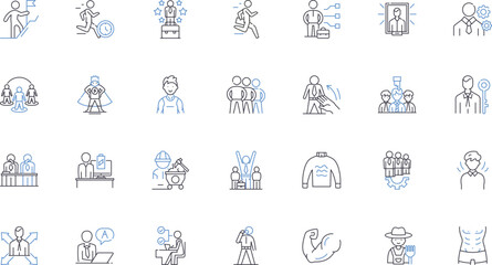 Citizen values line icons collection. Integrity, Hsty, Responsibility, Respect, Empathy, Compassion, Equality vector and linear illustration. Fairness,Loyalty,Altruism outline signs set