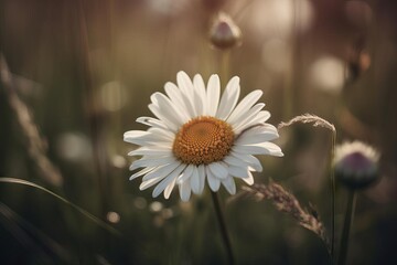 White daisies with yellow center, AI Generated