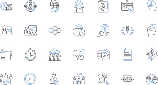 Industry bonds line icons collection. Investment, Security, Yield, Return, Trust, Portfolio, Diversification vector and linear illustration. Liquidity,Coupon,Interest outline signs set