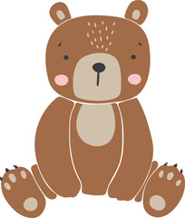 Bear animal vector, Abstract baby bear vector, boho baby animal, cute animal isolated, adorable bear for print, vector illustration