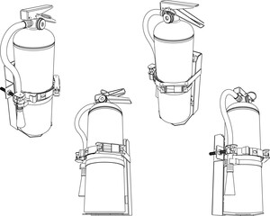 Vector sketch of fire extinguisher illustration