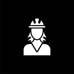 Woman Construction Worker icon  isolated on black background 