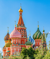 Fototapeta na wymiar Cathedral of Vasily the Blessed (Saint Basil's Cathedral) domes on Red Square, Moscow, Russia