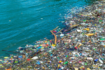 Lots of plastic and other debris in the sea. Ecological catastrophy