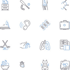 Fototapeta premium Remote patient monitoring line icons collection. Telemedicine, Virtual care, Wearables, Sensors, Healthtech, Connected devices, RPM vector and linear illustration. Healthcare,Tracking,Data outline
