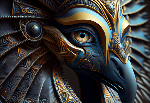 Beautiful abstract Egyptian God Thoth (Djehuty) background. Generative AI technology.	
