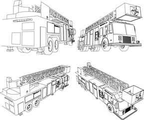 Vector sketch of urban fire engine illustration