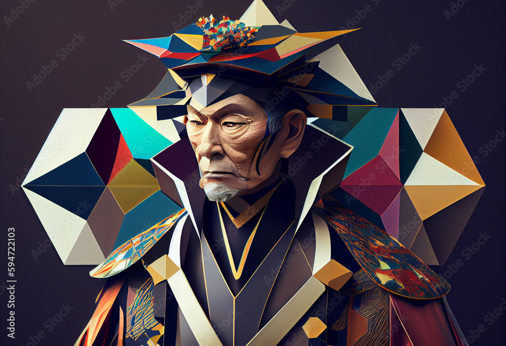 Aufkleber beautiful abstract hashirama - god-founder of the religion and the first emperor of japan. generativ