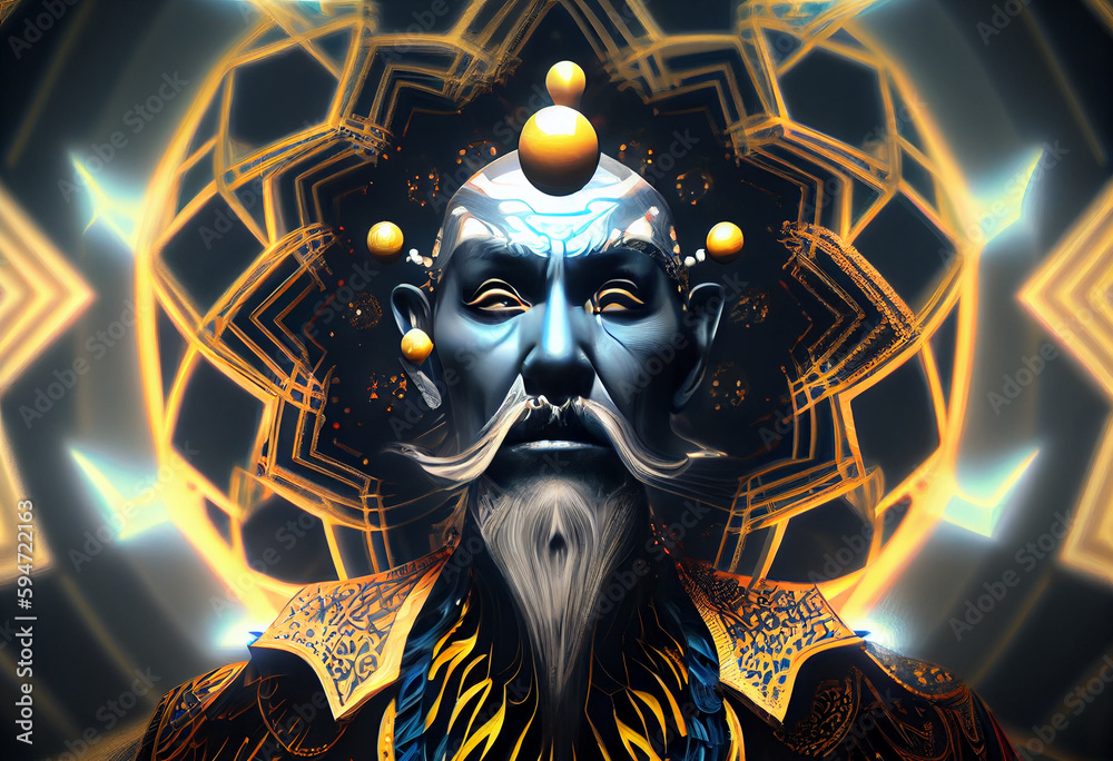 Aufkleber beautiful abstract hashirama - god-founder of the religion and the first emperor of japan. generativ