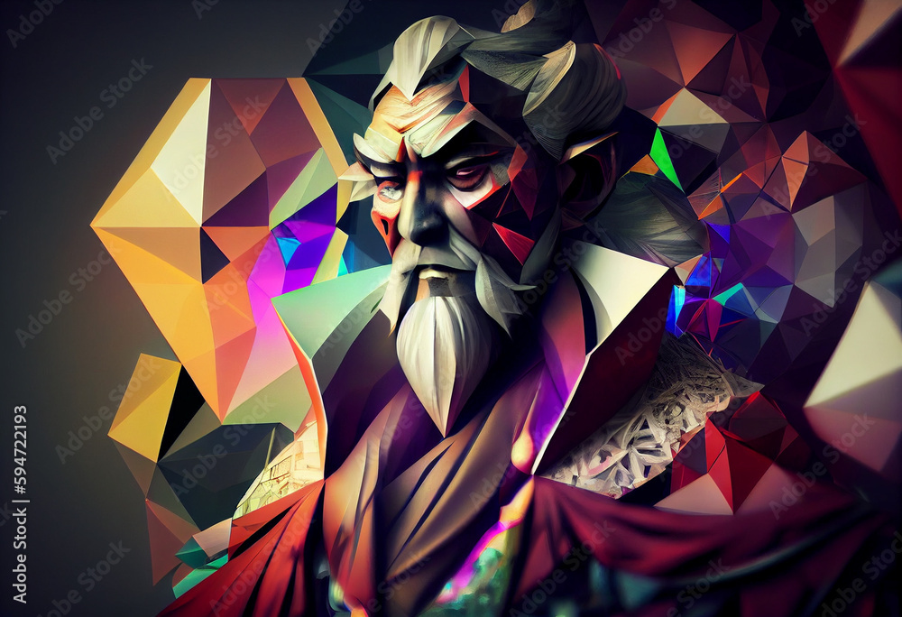 Aufkleber beautiful abstract hashirama - god-founder of the religion and the first emperor of japan. generativ