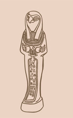 Fototapeta na wymiar Graphical vintage sketch of God Ptah, an Egyptian creator god,vector illustration