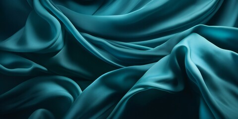 Obraz premium Blue silk fabric background. Smooth elegant blue silk or satin luxury cloth texture. Abstract blue background with layers of silk folded drapery, fashion wallpaper with levitating cloth. Generative AI