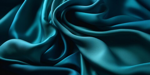 Obraz premium Blue silk fabric background. Smooth elegant blue silk or satin luxury cloth texture. Abstract blue background with layers of silk folded drapery, fashion wallpaper with levitating cloth. Generative AI