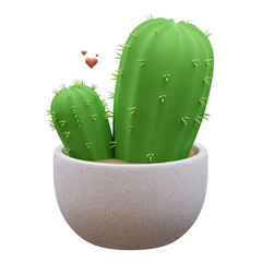 Cute Cactus With Pink Flowers And Hearts Suitable For Love Themed Designs