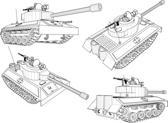 War battle tank illustration vector sketch