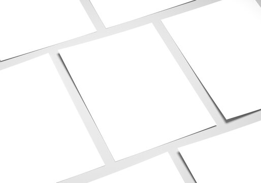 Blank sheet of paper on white background. Poster or flyer mockup or template for custom design. 3D Illustration