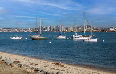 Seafront view of city of San Diego, California