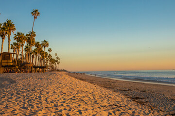 Sunset over the San Clemente pier, Orange County, California, USA.