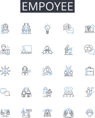 Fototapeta na wymiar Empoyee line icons collection. Team member, Staffer, Worker bee, Crew member, Laborer, Office worker, Co-worker vector and linear illustration. Colleague,Workmate,Associate outline signs set