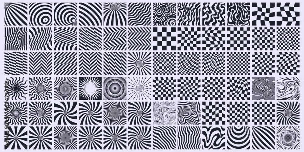 Leinwandbilder collection of geometric patterns. set of abstract modern textures. optical illusion backgrounds.