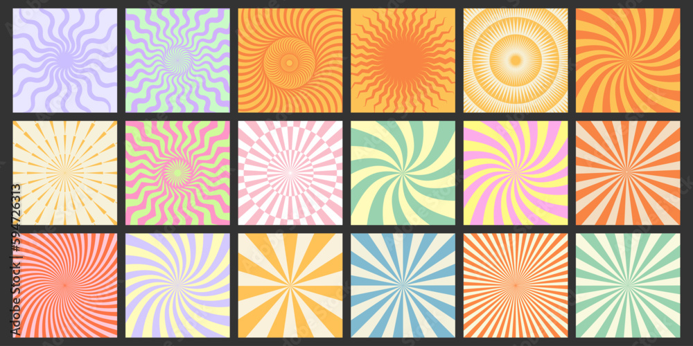 Poster Cool Groovy Art Texture Vector Design. Trendy Y2k Geometric Pattern. Abstract Colorful Background. Vintage Backdrop.