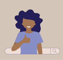 Search engine concept and finding information on line with search bar illustration