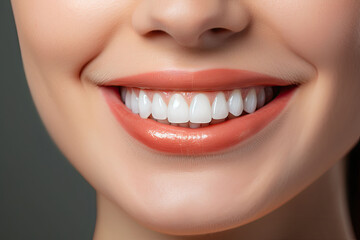 Wide smile of the woman with great healthy white teeth. Generative AI