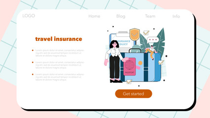 Insurance agent web banner or landing page. Contract of security