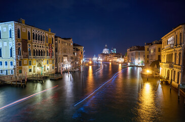 The Grand Canal illuminated at night in Venice