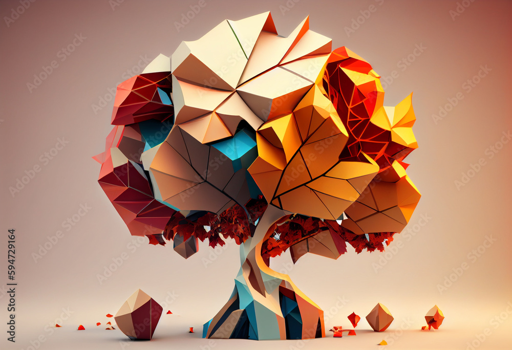 Poster beautiful abstract surreal tree. generative ai technology.