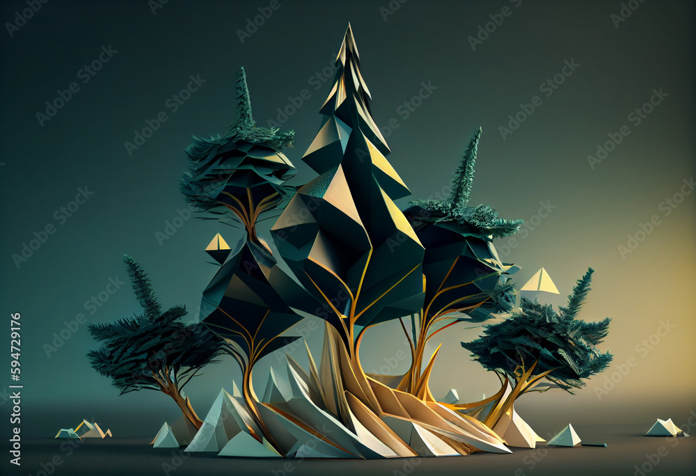 Aufkleber Beautiful abstract surreal tree. Generative AI technology.	
