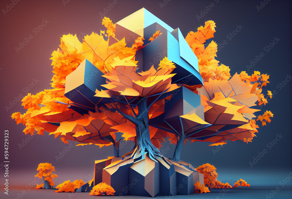 Aufkleber beautiful abstract surreal tree. generative ai technology.