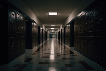 Fototapeta premium Photo of an empty hallway in school