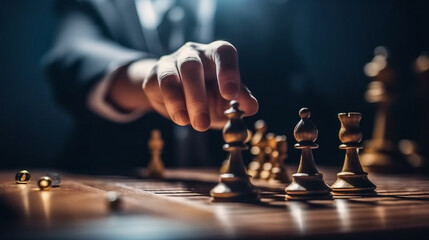 Risk management in the human resources organization and leadership strategy Concept of challenge or teamwork or company success leadership team in the hand-chosen king chess game.