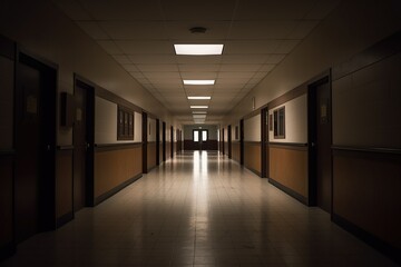 Fototapeta premium Photo of an empty hallway in school