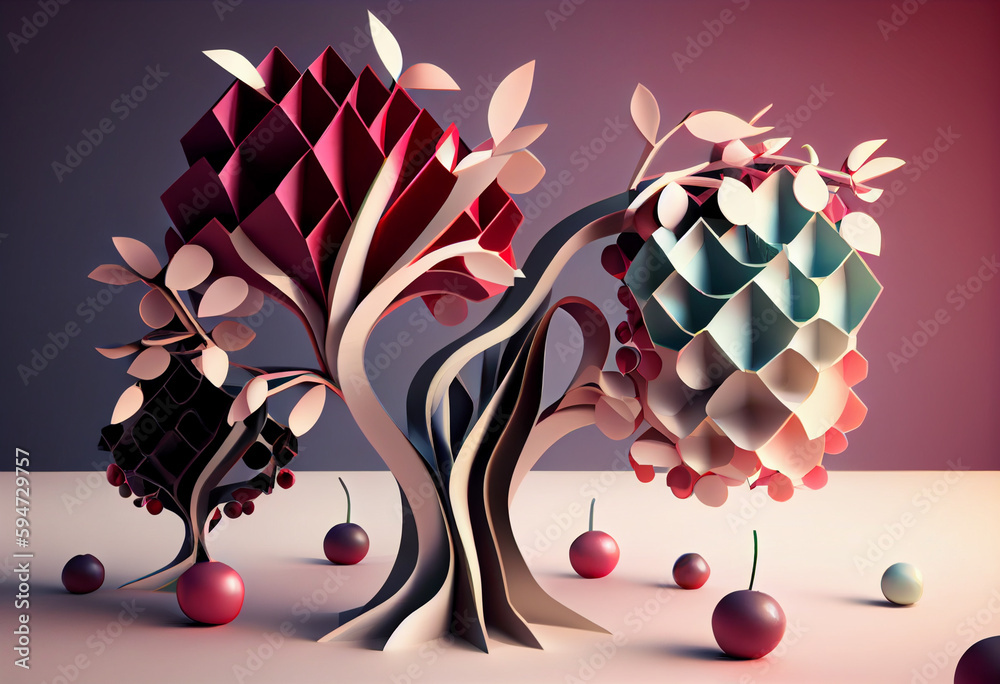 Aufkleber Beautiful abstract surreal tree. Generative AI technology.	
