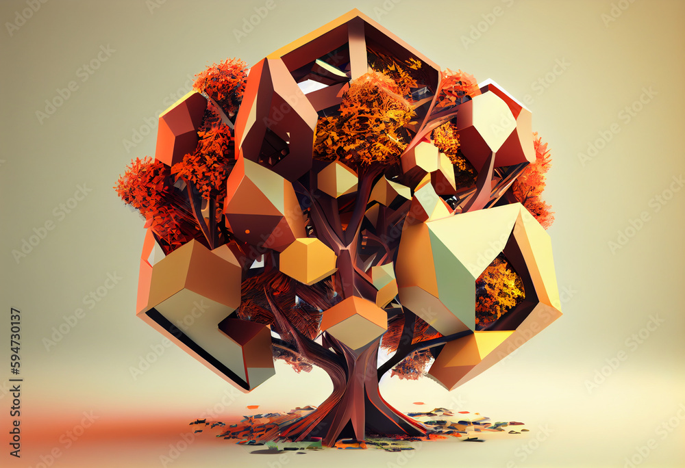 Aufkleber Beautiful abstract surreal tree. Generative AI technology.	
