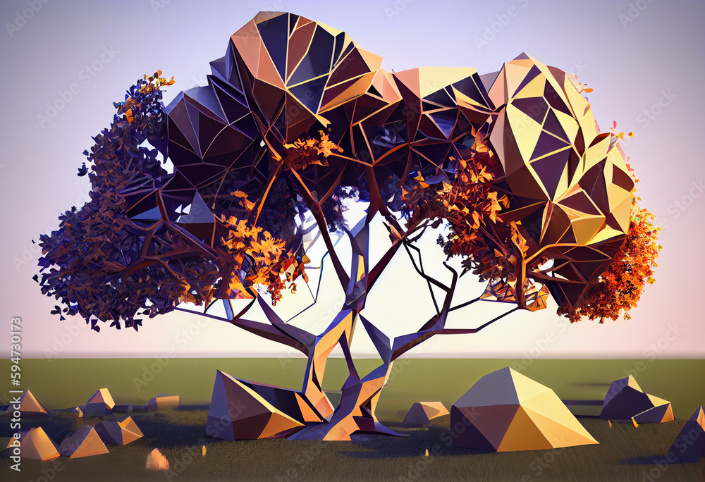 Aufkleber beautiful abstract surreal tree. generative ai technology.