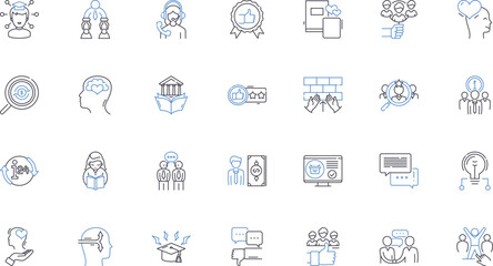 Tutoring profession line icons collection. Education, Learning, Instruction, Support, Development, Progress, Practice vector and linear illustration. Mentorship,Guidance,Expertise outline signs set