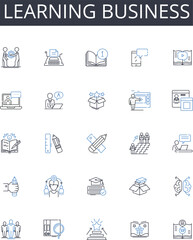 Learning business line icons collection. Advancement, Growth, Improvement, Development, Success, Promotion, Expansion vector and linear illustration. Enhancement,Escalation,Headway outline signs set