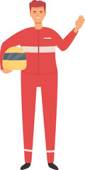 Smiling racer icon cartoon vector. Race team. Sport driver