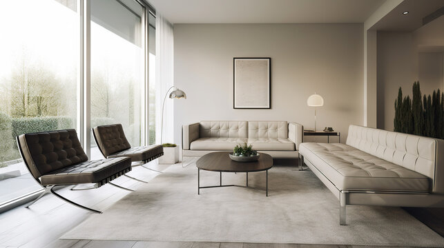 Modern living room interior - Generative AI, AI generated