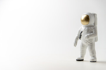 front view of white astronaut on the white background sci fi cosmic fantasy